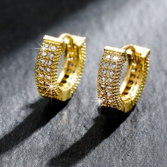 Radiant Zircon Pave Hoop Earrings