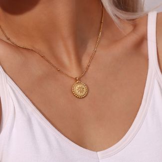 Celestial Glow - Gold Medallion Necklace