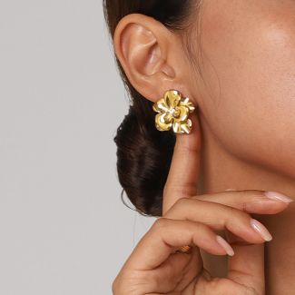 Flora Bloom - Floral Gold Stud Earrings