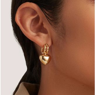 Heart Drop Gold Earrings