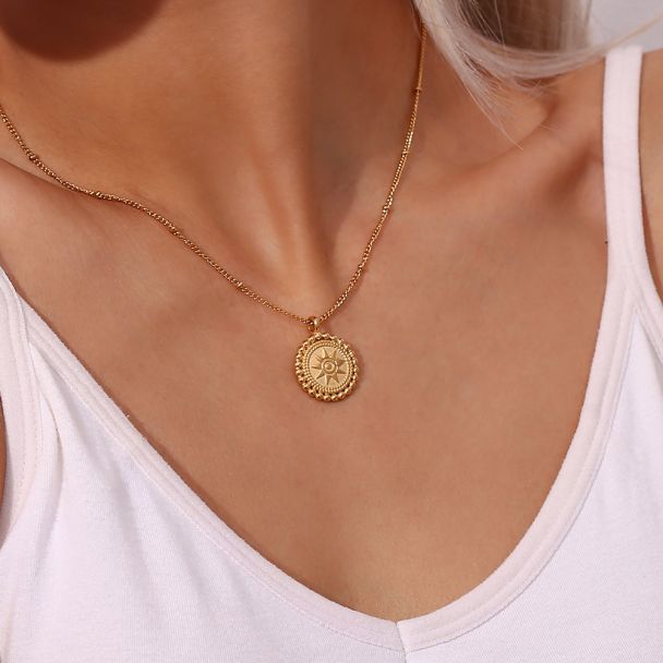 Celestial Glow - Gold Medallion Necklace