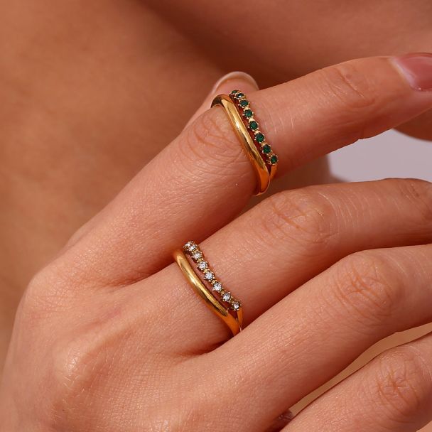 Stella Spark - Diamond Simulant Gold Ring